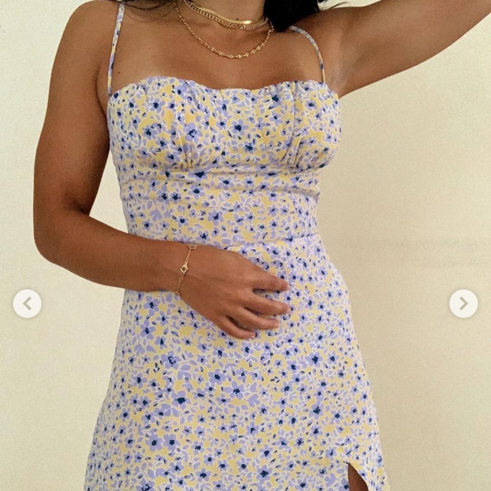 Used Floral Yellow mini dress